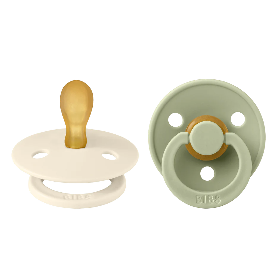 BIBS Pacifier Original COLOUR Latex 2 PK Symmetrical Ivory / Sage (0-6M)