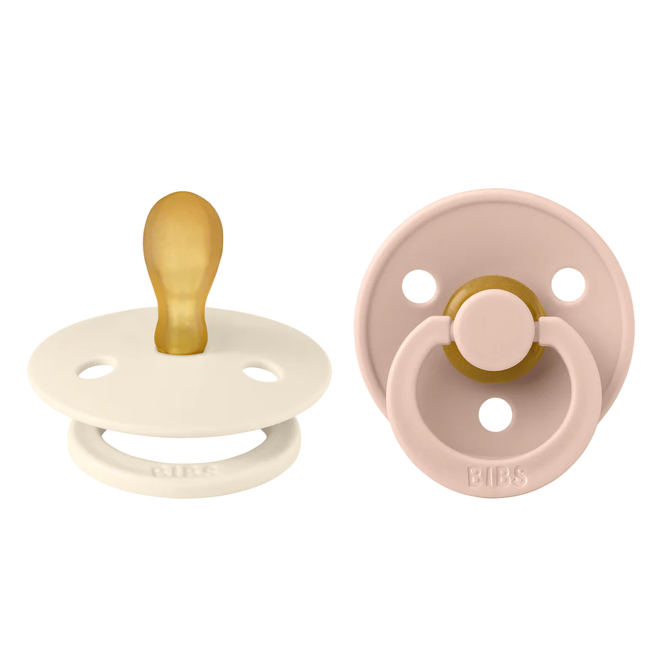 BIBS Pacifier Original COLOUR Latex 2 PK Symmetrical Ivory / Blush (0-6M)