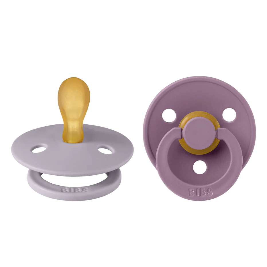 BIBS Pacifier Original COLOUR Latex 2 PK Symmetrical Fossil Grey / Mauve (0-6M)