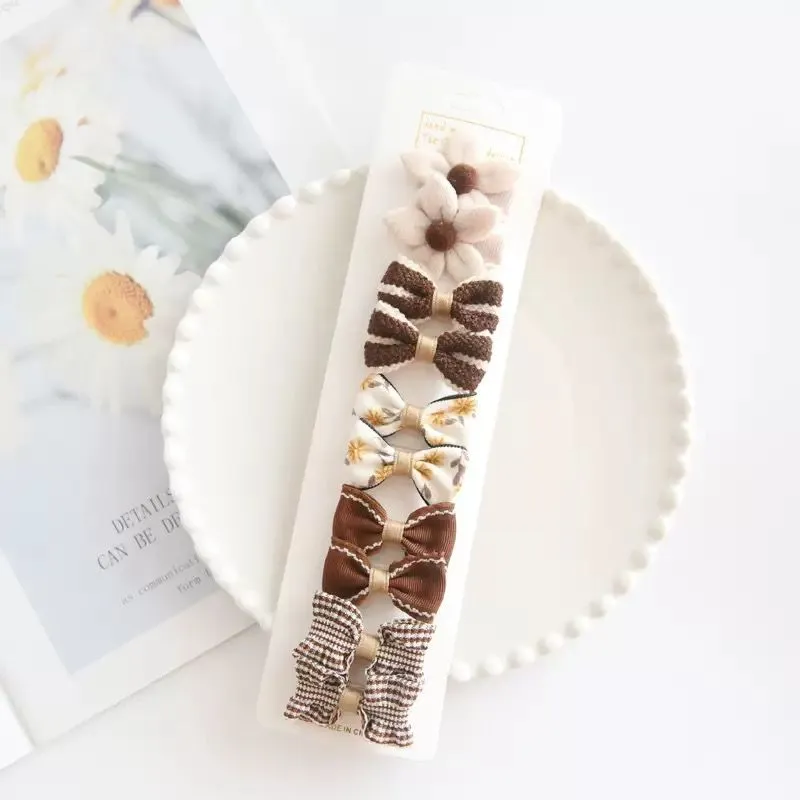 In Pink Hair Clip Handmade 10pc 3225 - Brown Flower