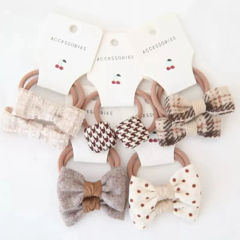 In Pink Hair Ties Handmade 5Pairs 3213 - Coffee