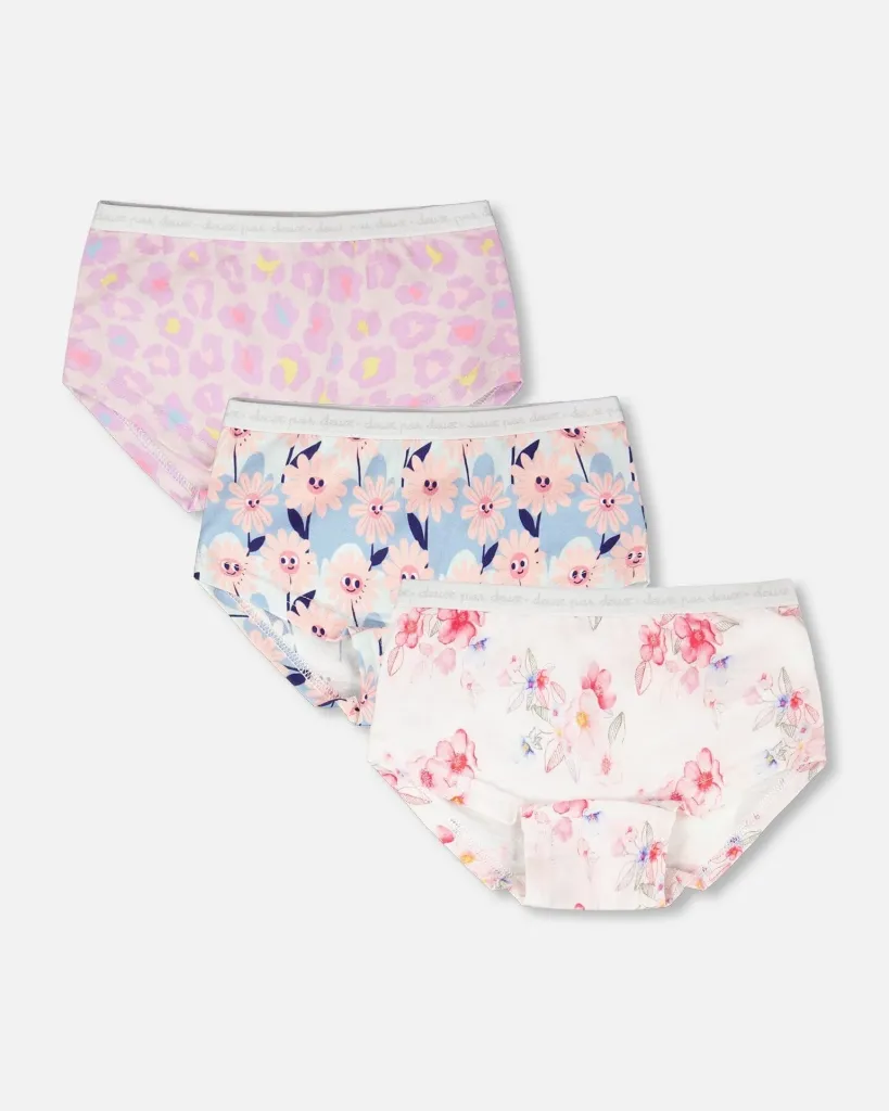 Deux Par Deux Organic Cotton Printed Adventure Boxers Pack Of 3 - Florals