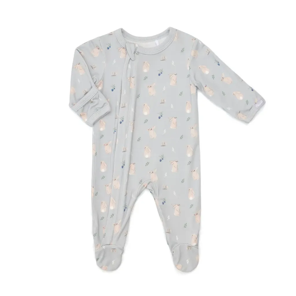 ROBO Coccoli Zipper Footie PZM6001 - Rabbits on Mercury
