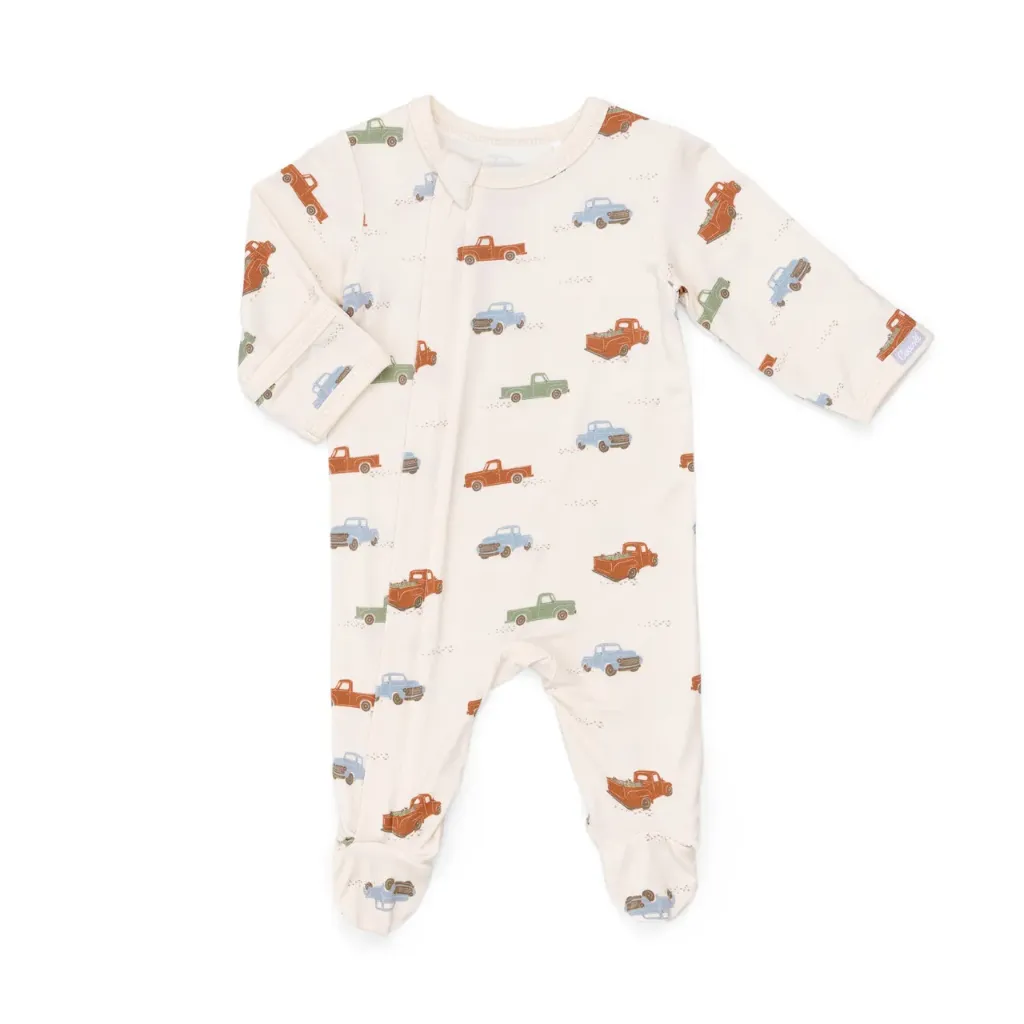ROBO Coccoli Zipper Footie PZM6031 - Trucks on Whisper (NB)