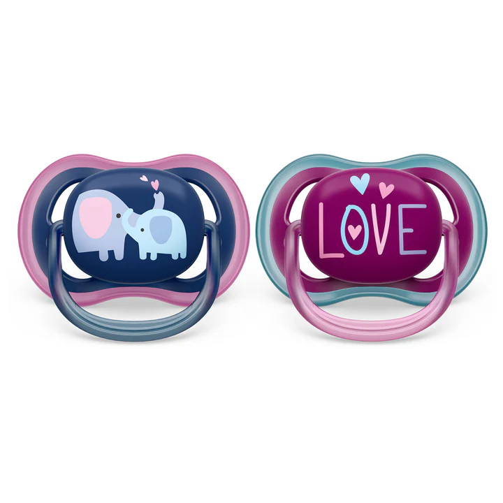 Philips Avent Ultra Air Pacifier Opal Elephant + Pink Hello 18M+