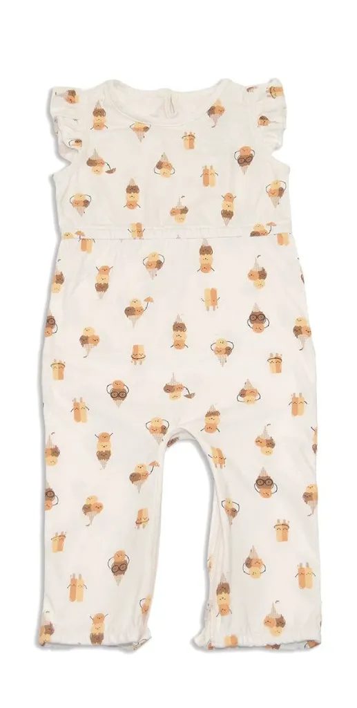 Silkberry Baby Organic cotton Flutter Sleeve Zippy Romper - Icy Pals Print (NB 0-3M)