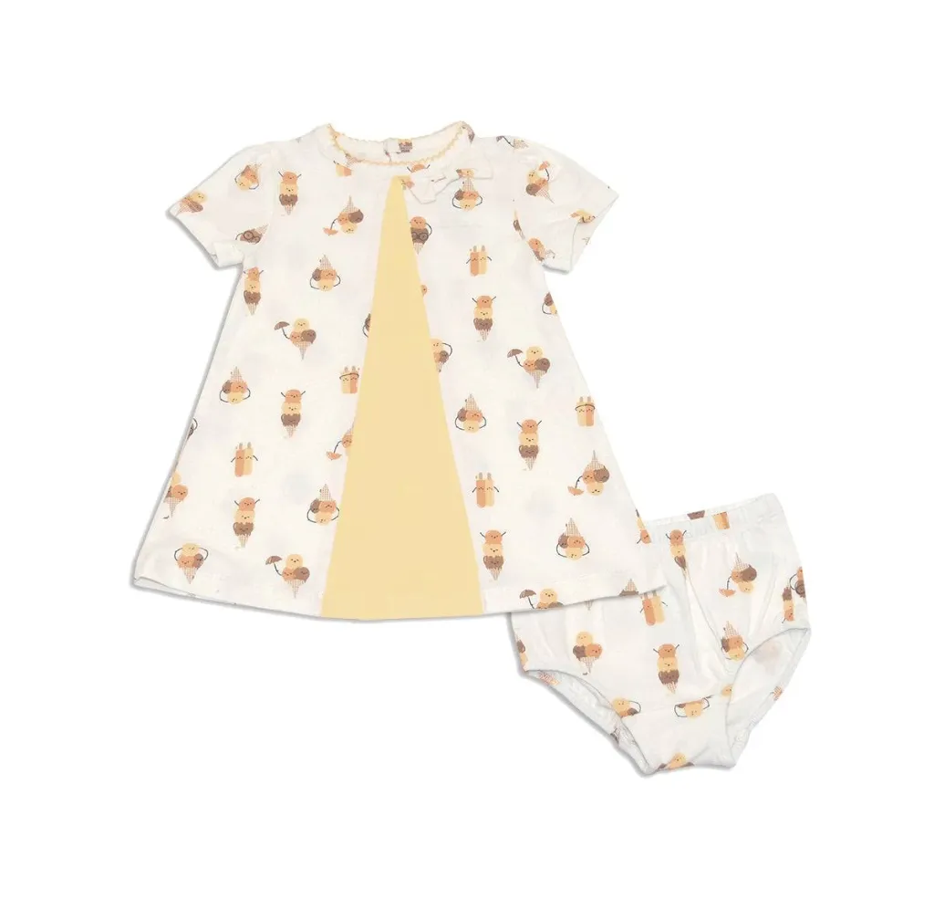 Silkberry Baby Organic Cotton Swing Dress w/Bloomer - Icy Pals Print (NB 0-3M)