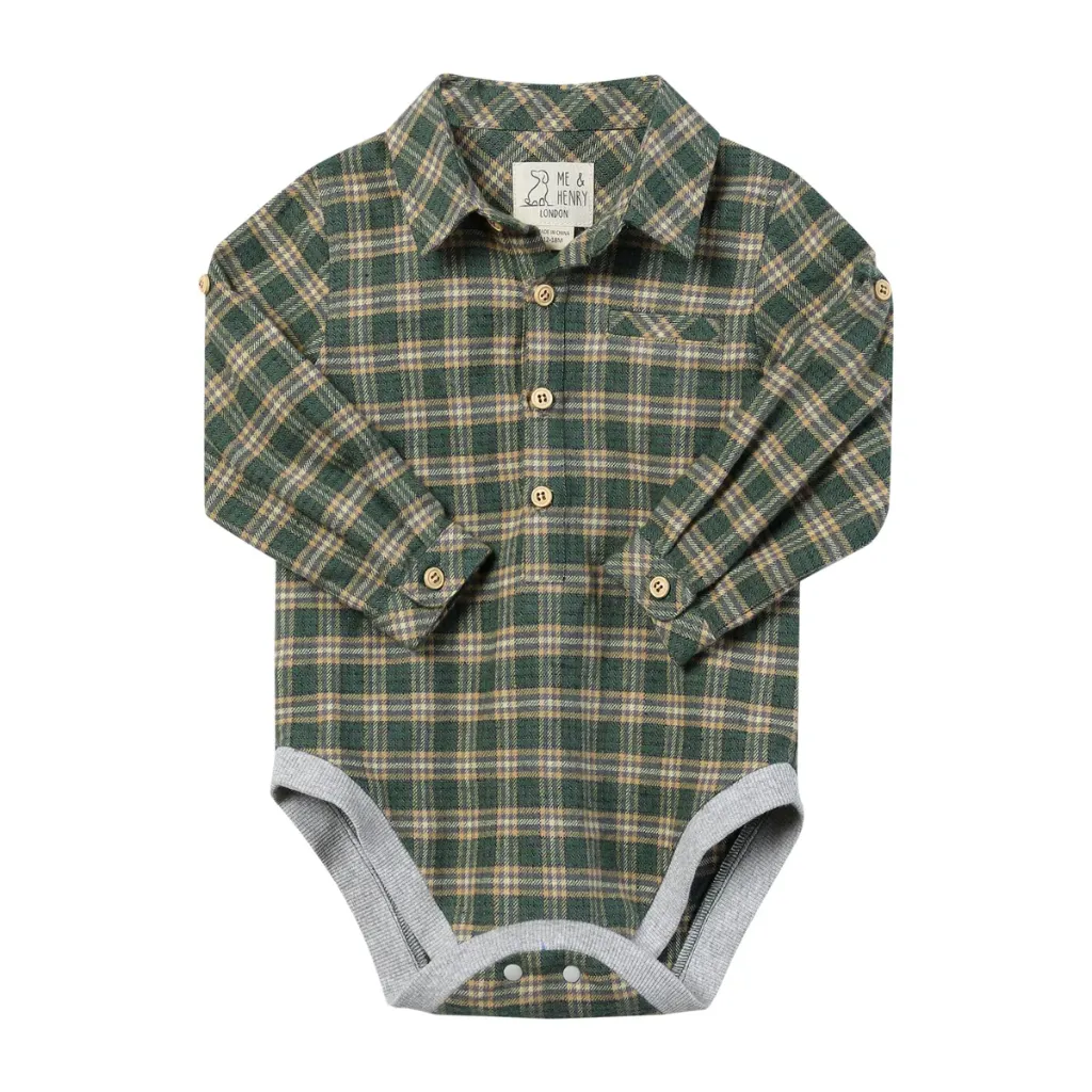 ME & Henry Jasper Woven Onesie - Yellow Washed Plaid (0-3M)