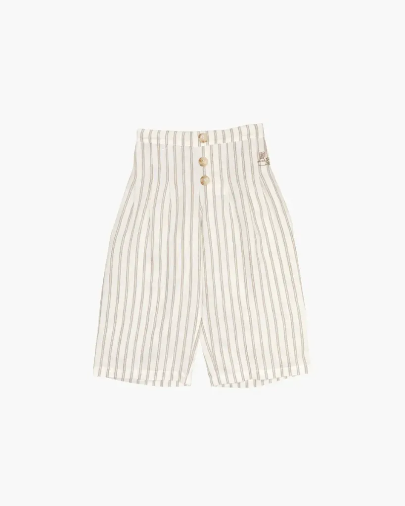 Blara Organic House Linen Wide Leg Pants - Khaki (2Y)