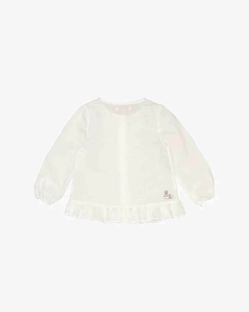 Blara Organic House Linen Ruffle Blouse - White (2Y)