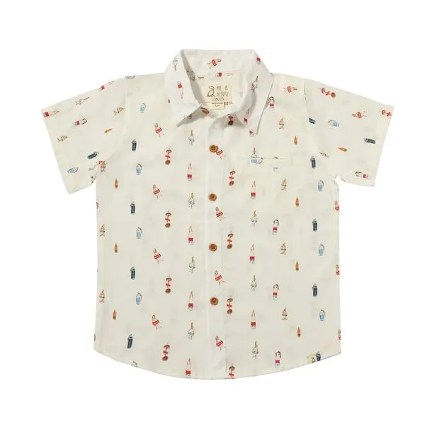 ME & Henry MAUI Printed Shirts HB1479a - White Buoys (0-3M)