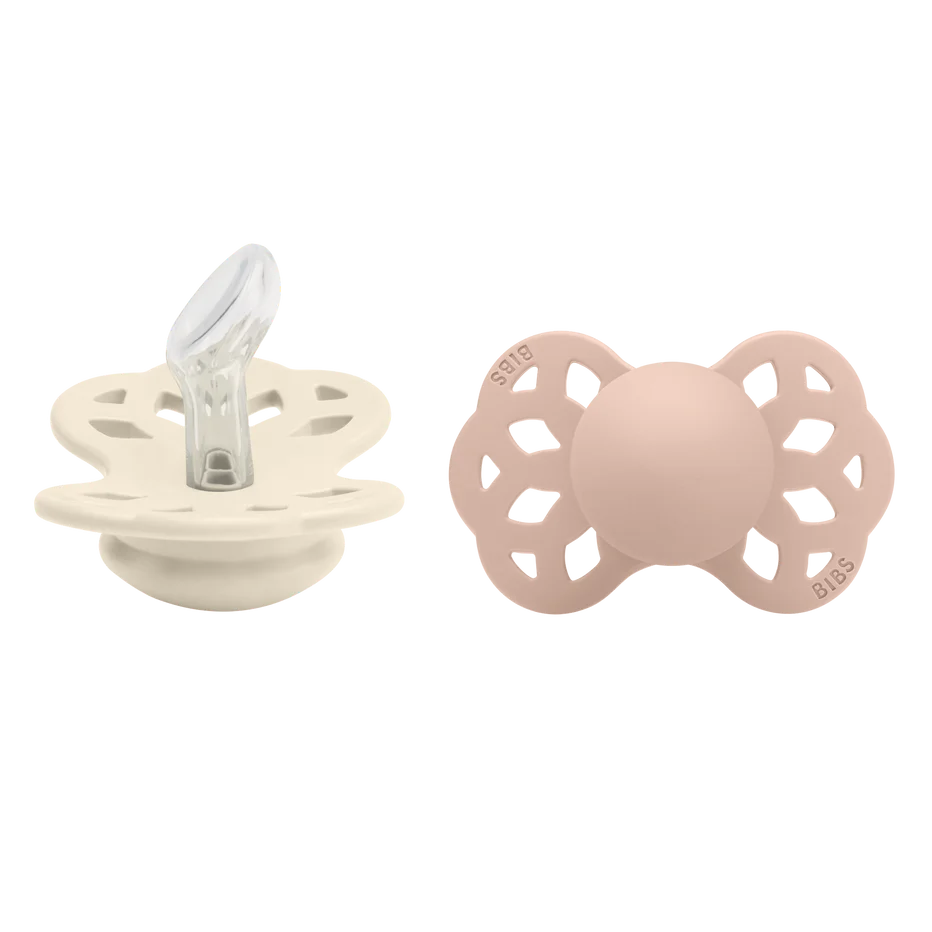 BIBS Infinity Pacifier Silicone 2 PK Anatomical - Ivory/Blush (0-6M)