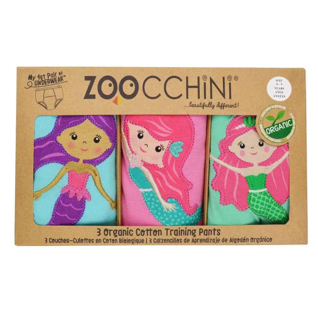 Zoocchini Organic Cotton 3 Piece Potty Training Pants - Mermaids (2-3Y)