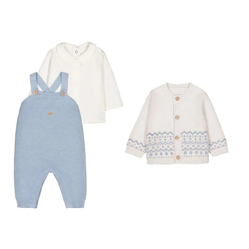 Mayoral FW Knit Dungarees Set 2609 - Sky (0-1M)