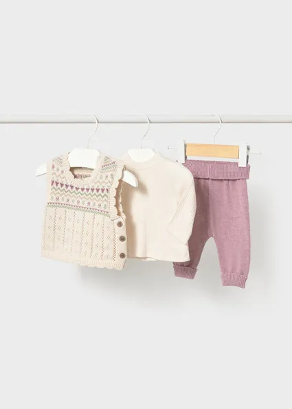 Mayoral FW 3 Pcs Knit Leggings Set 2757 - H. Mauve (0-1M)