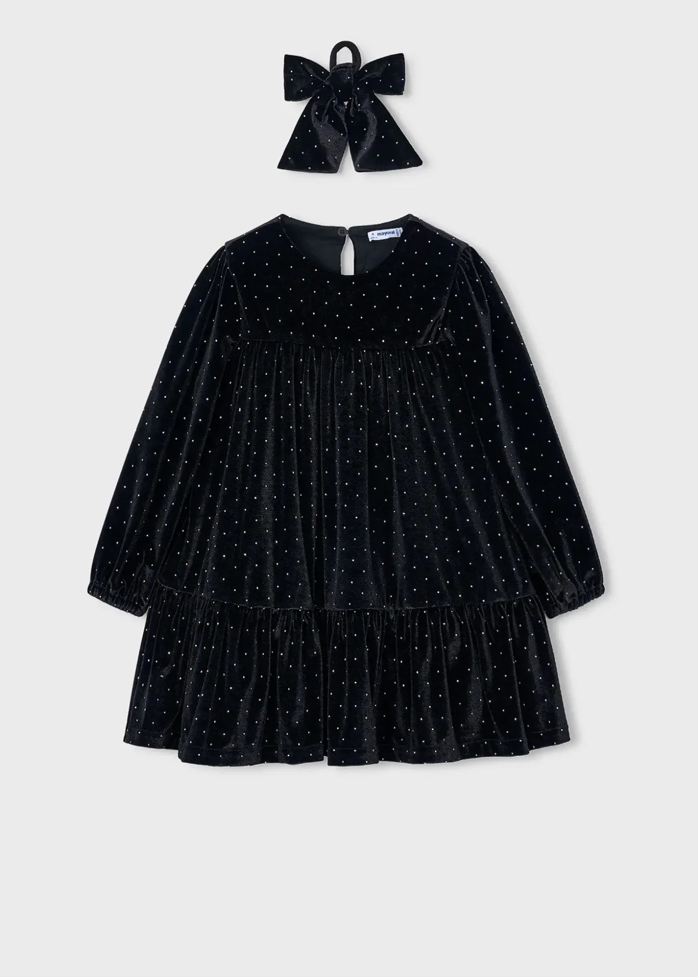 Mayoral FW Velvet Dress With Hair Tie 4930 - Black (2Y)