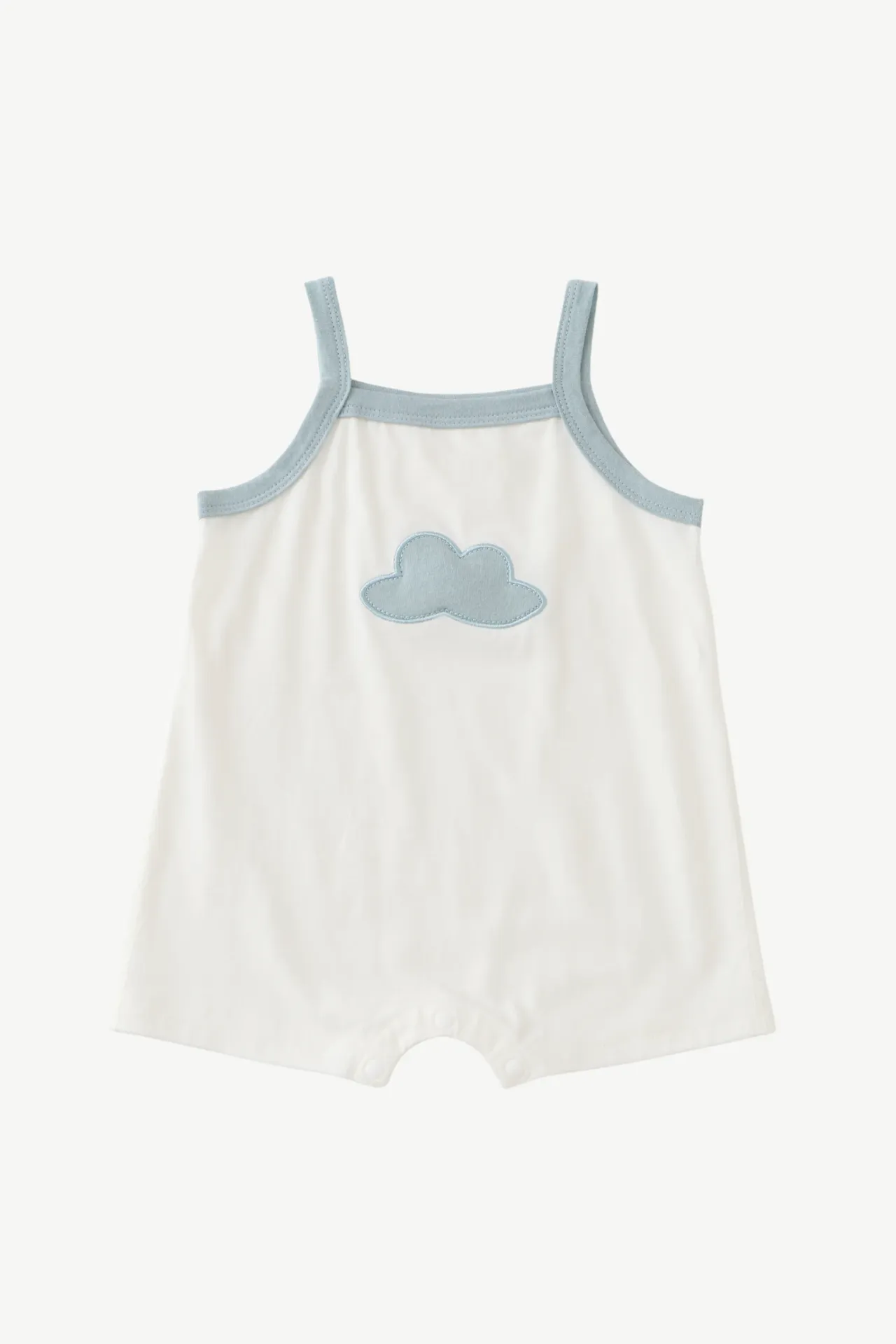 Blara Organic House Sleeveless Cloud Applique Romper - Natural/Blue