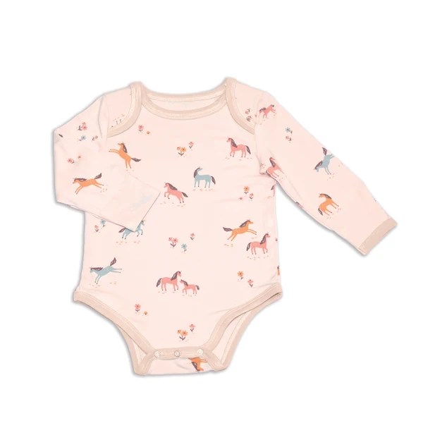 Silkberry Baby Bamboo Long Sleeve Onesie WF4666 - Unicorn Meadow (0-3M)