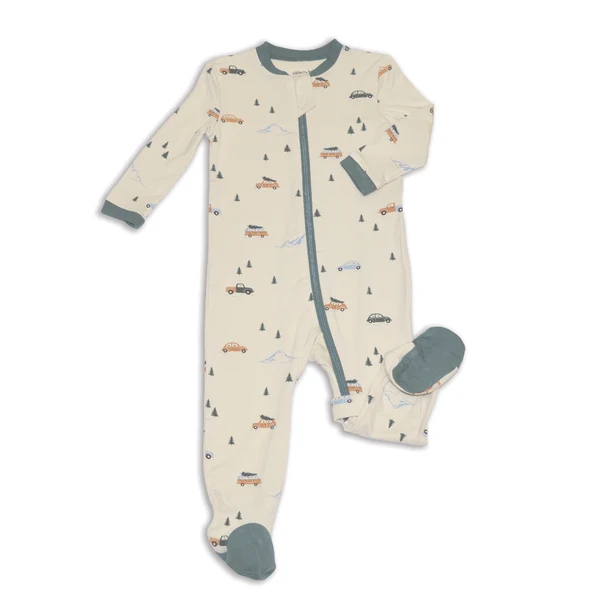 Silkberry Baby Bamboo Footies with Two Way Zipper WF4671 - Winter Road Trip (0-3M)