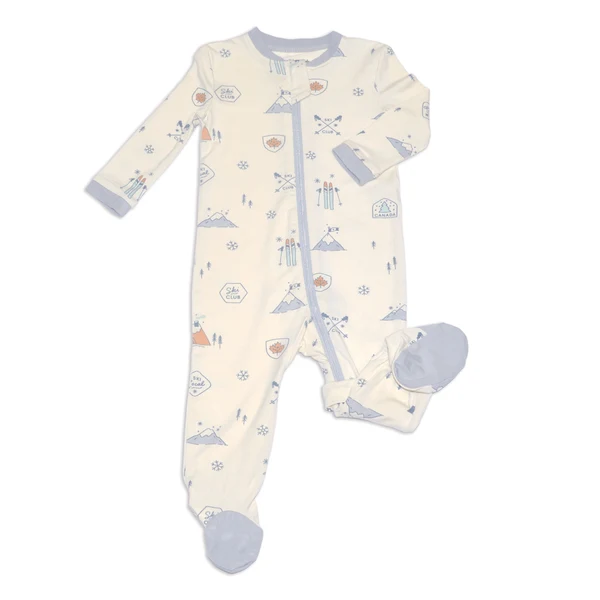 Silkberry Baby Bamboo Footies with Two Way Zipper WF4671 - Ski Club