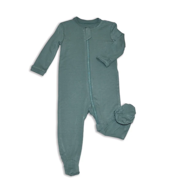 Silkberry Baby Bamboo Footies with Two Way Zipper WF4672 - Pine (0-3M)