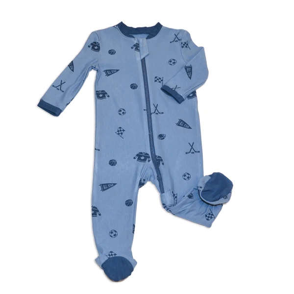 Silkberry Baby Bamboo Fleece Footies w/Two Way Zipper WF4687 - All Star (0-3M)
