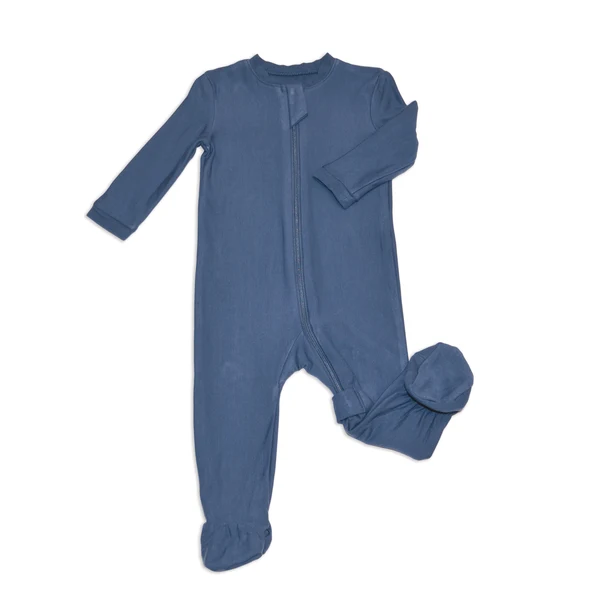 Silkberry Baby Bamboo Fleece Footies w/Two Way Zipper WF4688 - Indigo (0-3M)