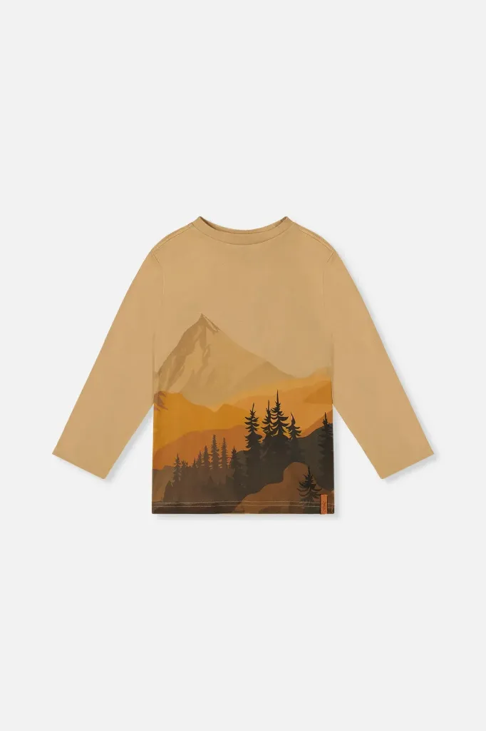 Deux Par Deux Long Sleeve Organic Cotton T-Shirt - Beige (2Y)