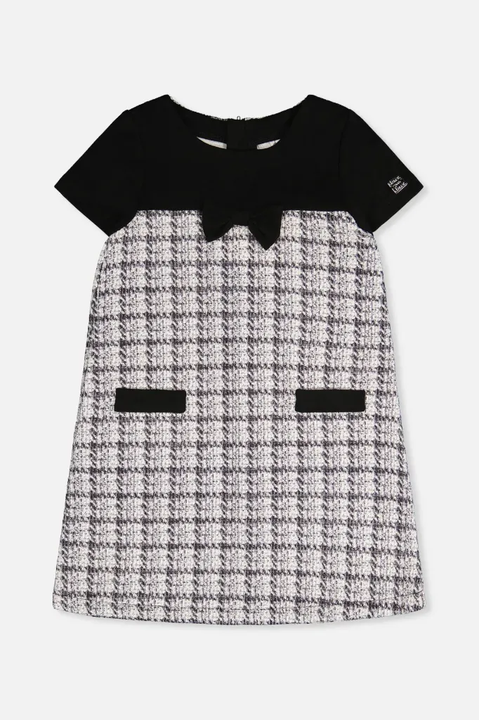 Deux Par Deux Sleeveless Knitwear A-Line Dress - Black And White (2Y)