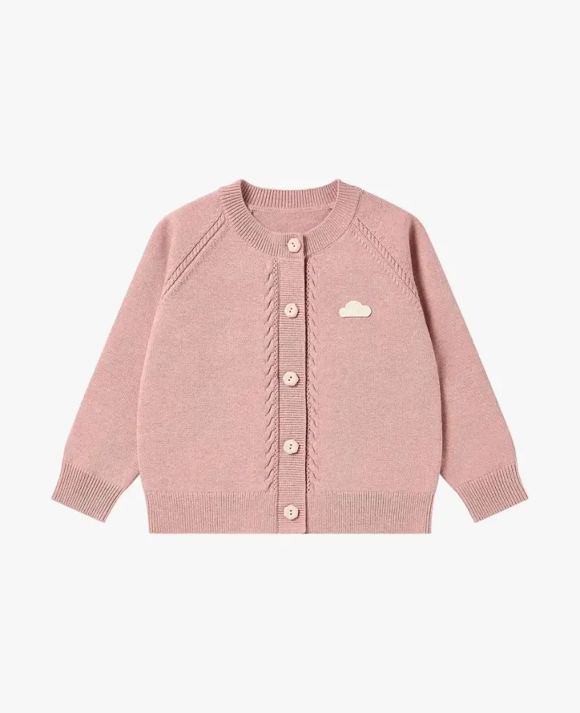 Petite Revery FW Cable Knit Cardigan - Old Rose (12-18M)