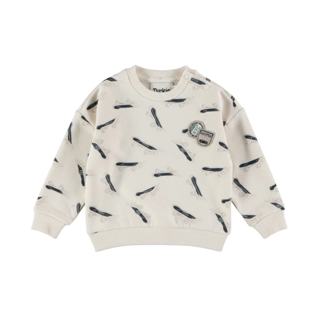 Dirkje Boys' Sweater - Off White Skateboard (6-9M)