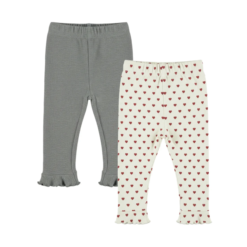 Dirkje Girls' Set With 2 Leggings - Hearts (3-6M)