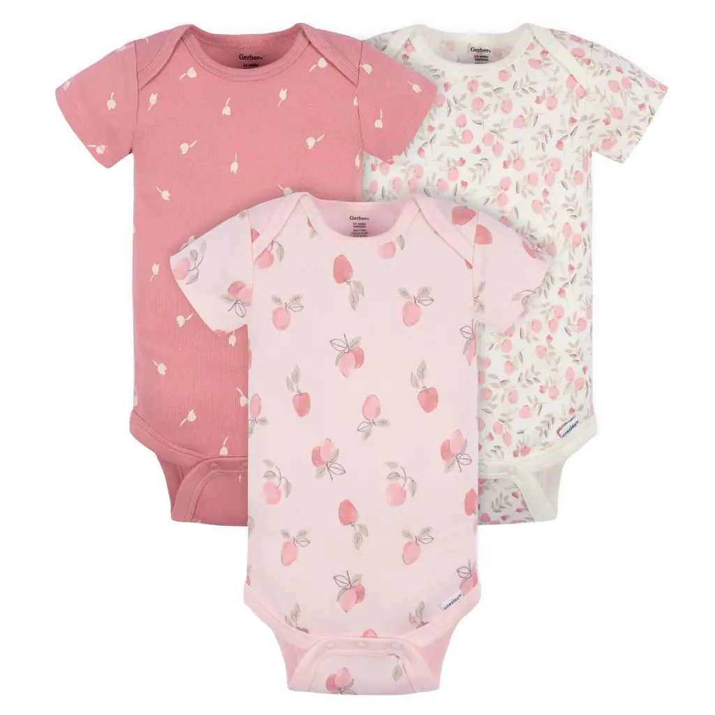 Gerber 3-Pack Baby Girls Appley Sweet Onesies Bodysuit
