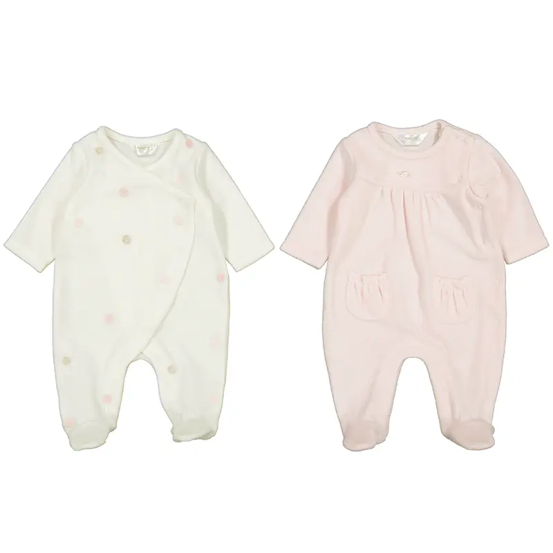 Mayoral Layette Girl Velour Onesie 02706 - Baby Rose